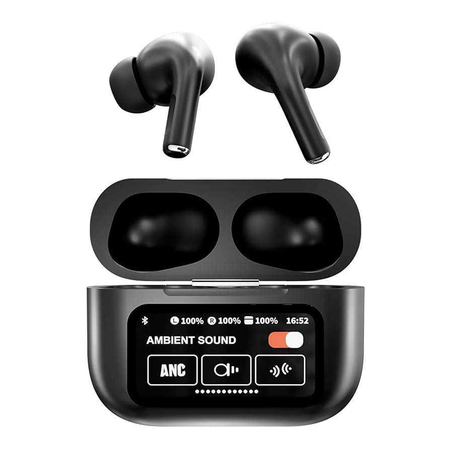 Airpods A9 Pro ANC + ENC with Touch Screen Display Black